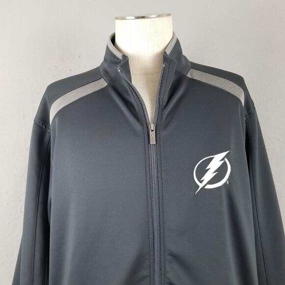 Tampa Bay Lightning Jacket Mens 2XL Gray NHL Hockey Full Zip Track Antigua - Picture 2 of 14